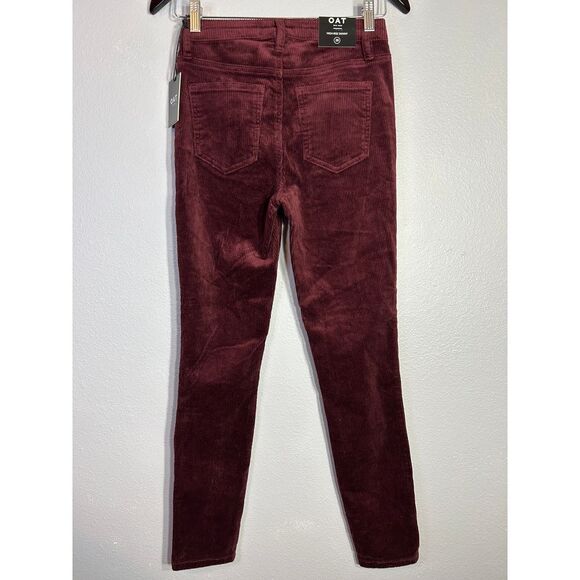 OAT High Rise Skinny Burgundy Corduroy Pants Stretch Fitted Fall Winter Size 25 - Picture 2 of 7